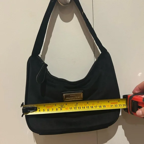 Starbucks Black Velour Mini Shoulder Bag Gold Logo Y2K Rare Small Purse - Picture 6 of 6